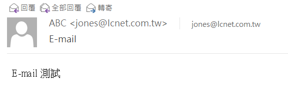 收到的 E-Mail 範例