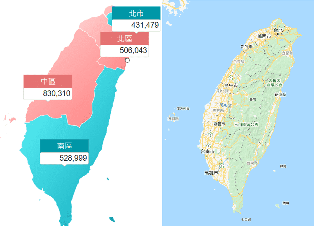 左圖為Map元件，右圖為OpenLayers Map元件